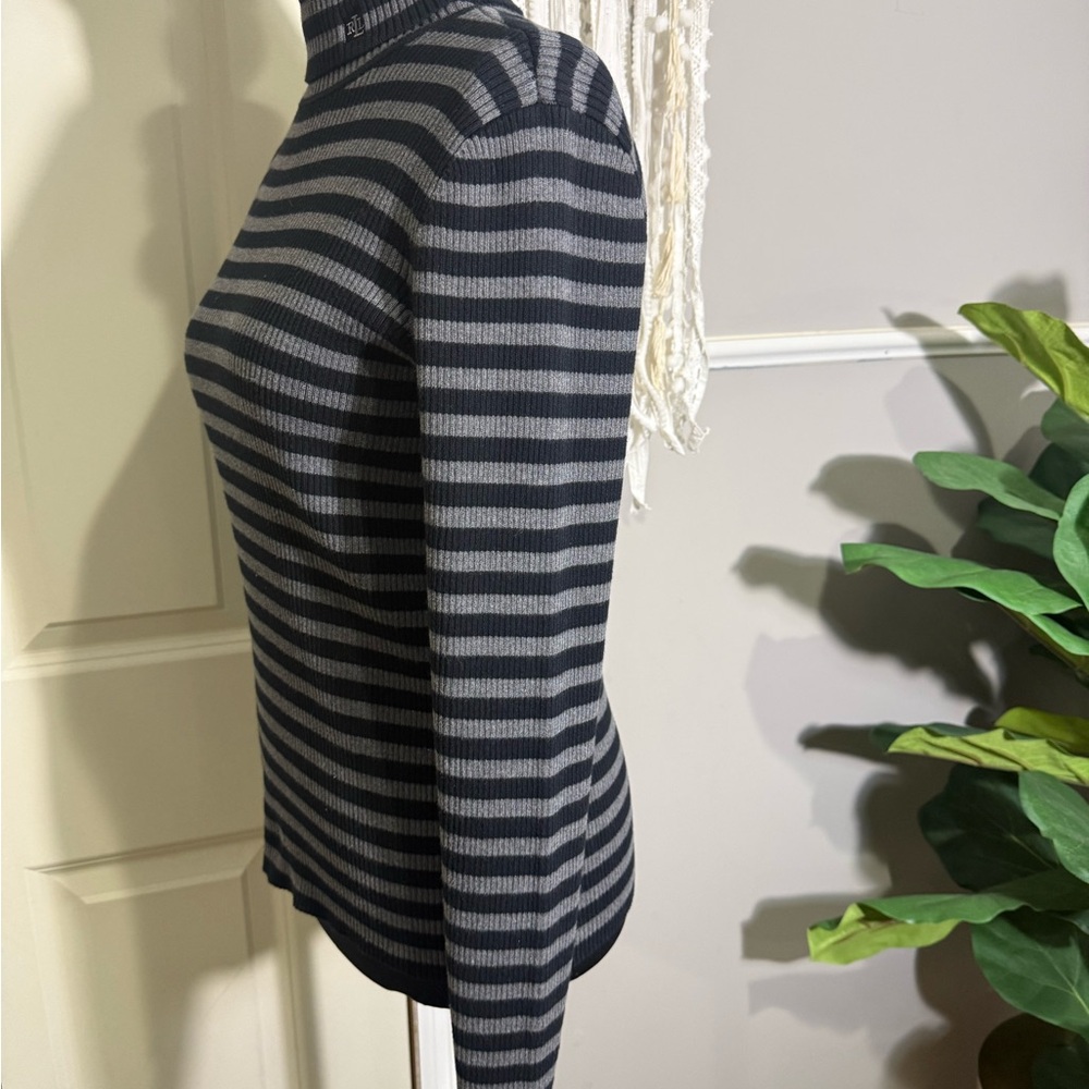 Ralph Lauren Striped Turtleneck Sweater - Black & Gray - Picture 3 of 5